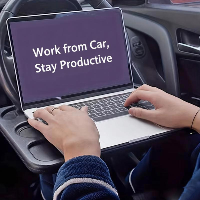 Desk Setup Computer - โต๊ะวางอาหารอเนกประสงค์สำหรับรถยนต์ RV 1 ชิ้น ถาดวางอาหารบนพวงมาลัยรถยนต์ โต๊ะพลาสติกสำหรับวางการ์ด