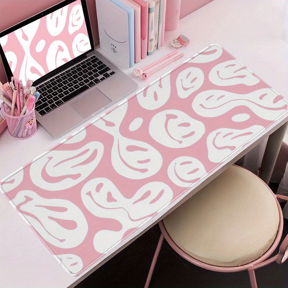 Desk Setup For Studying - แผ่นรองเมาส์สีชมพูสวยงามขนาดใหญ่พร้อมที่จัดเก็บเครื่องเขียน – ของตกแต่งสำนักงานสไตล์น่ารักสำหรับการเรียนและการจัดเตรียมพื้นที่ทำงานที่บ้าน