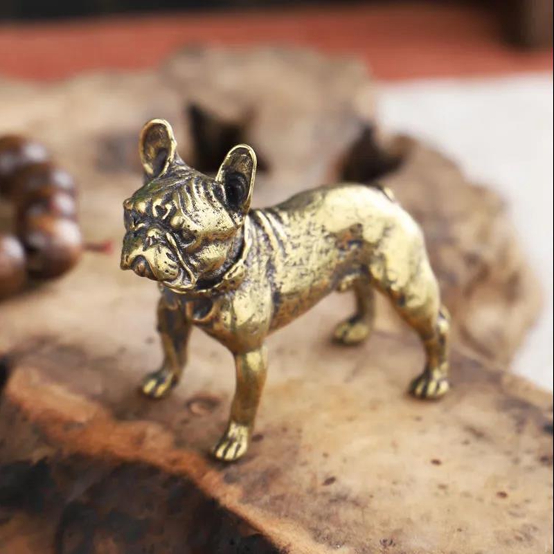 Desk Setup Retro - ทองแดงโต๊ะเครื่องประดับ Bulldog Miniatures Figurines Handmade Retro
