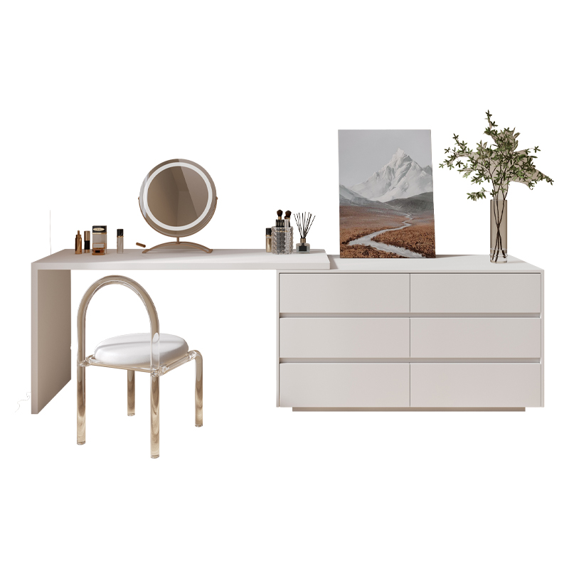 L Shaped Desk Setup - โต๊ะเครื่องแป้งอเนกประสงค์รูปตัวแอลสำหรับใช้ในบ้านหรือสำนักงาน พร้อมกระจกแต่งหน้า ชุดโต๊ะเครื่องแป้ง