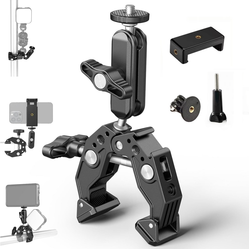 Monitor Arm Clamp - ตัวหนีบอเนกประสงค์อะลูมิเนียมพร้อมหัวบอลคู่แบบ Magic Arm ขนาด 1/4