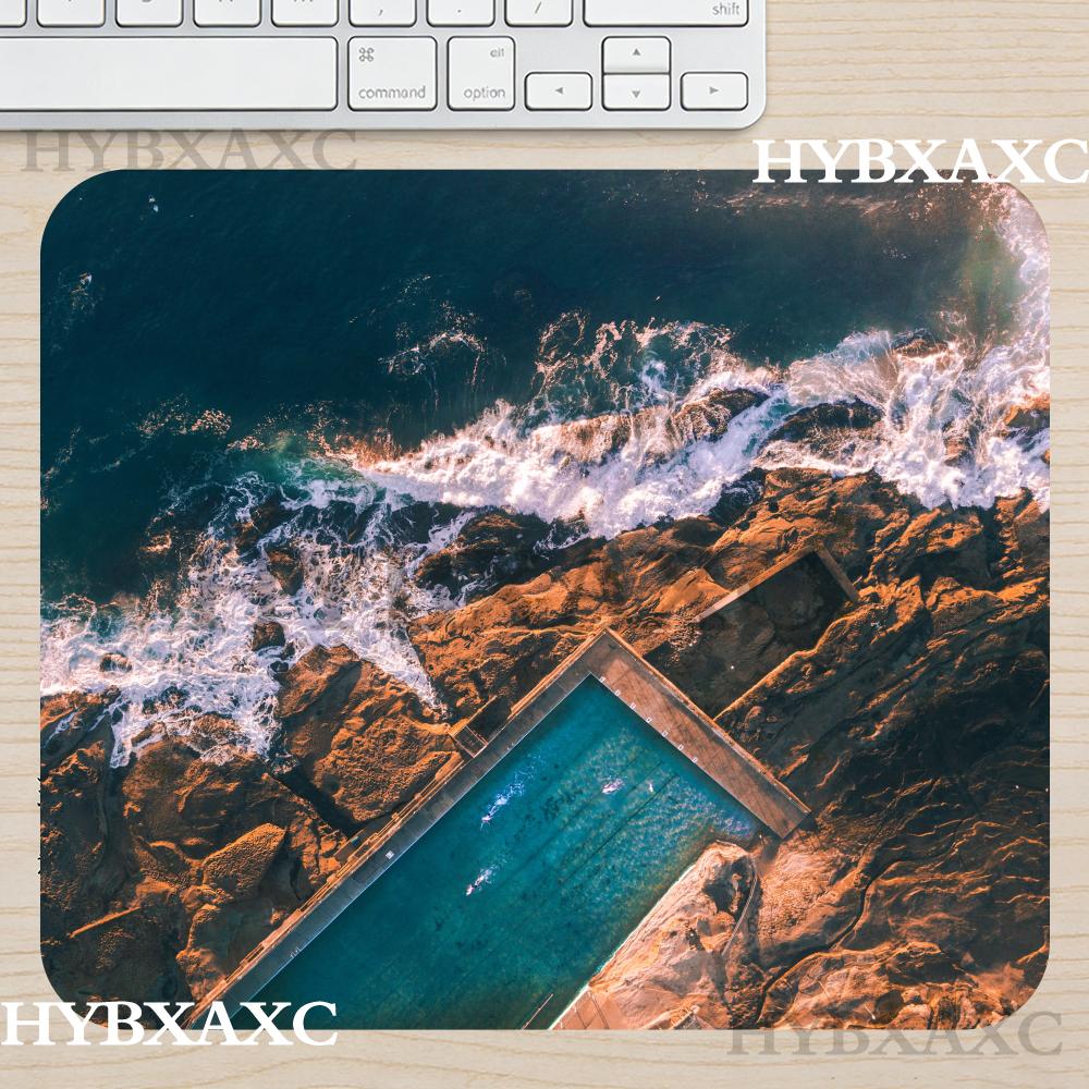 Desk Setup Natural - แผ่นรองเมาส์ HYBXAXC ลายคลื่นทะเล, แผ่นรองโต๊ะลายภาพถ่ายธรรมชาติทะเลสีเทอร์ควอยซ์ สำหรับสำนักงานหรือบ้าน, แผ่นรองเมาส์ทันสมัยสำหรับการใช้งานในที่ทำงาน