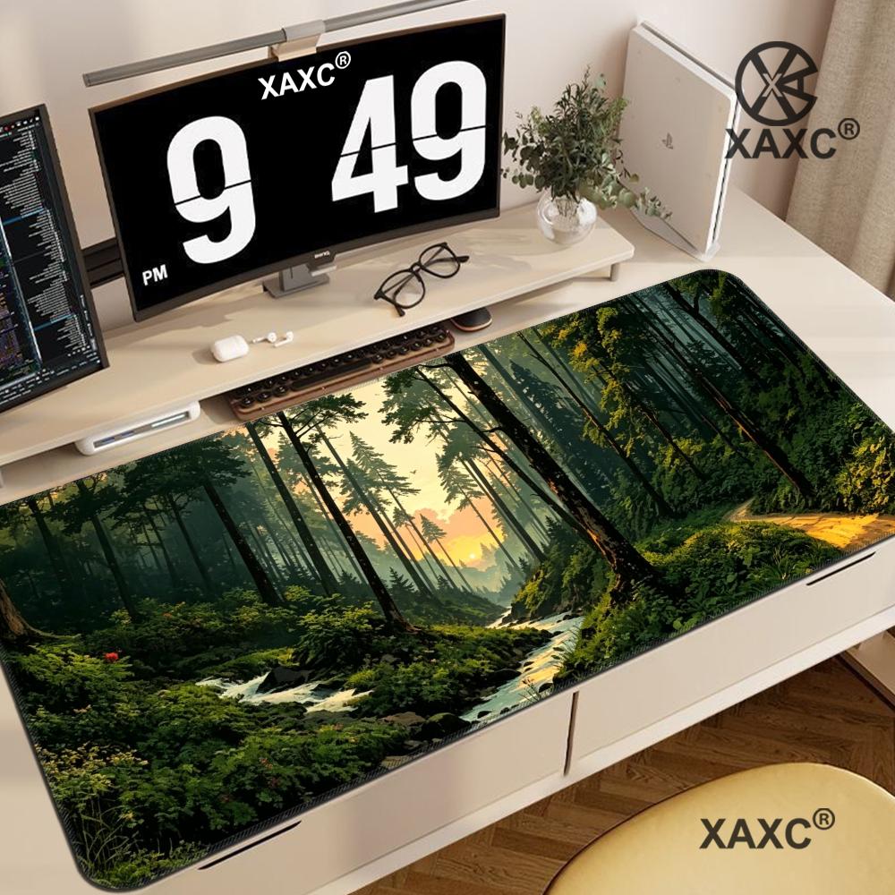 Desk Setup Natural - แผ่นรองเมาส์ Forest Escape XXL แผ่นรองเมาส์ลายธรรมชาติอันเงียบสงบ แผ่นรองเมาส์สำหรับเล่นเกมขนาดใหญ่