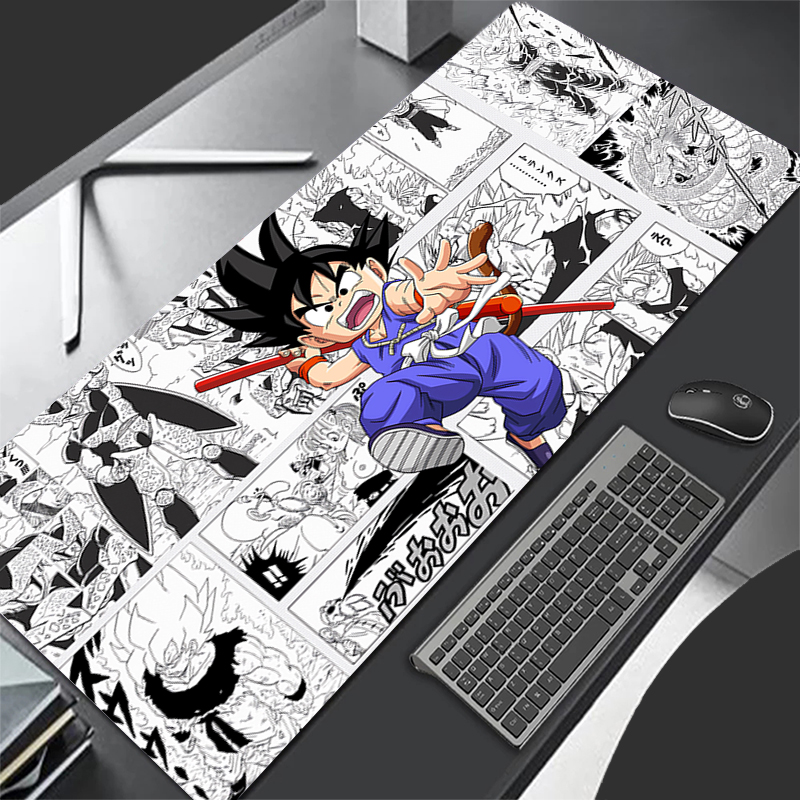 Desk Setup Computer - แผ่นรองเมาส์คอมพิวเตอร์ลายโกคู แผ่นรองคีย์บอร์ดลายดราก้อนบอล แผ่นรองเมาส์เท่ๆ สำหรับเกมเมอร์ แผ่นรองเมาส์นุ่มสำหรับสำนักงาน พีซี