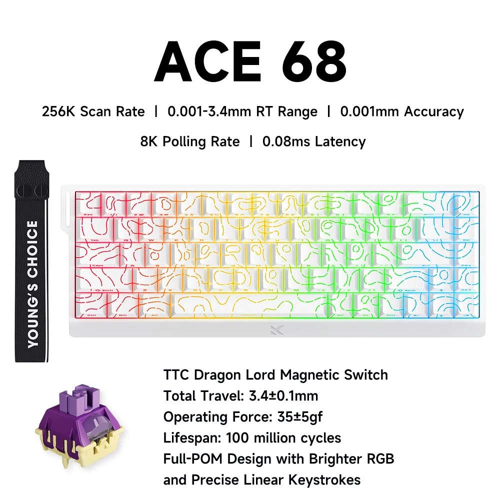 Desk Setup Programmer - คีย์บอร์ดเกมมิ่ง MCHOSE ACE 68 สวิตช์แม่เหล็กแบบ Hall