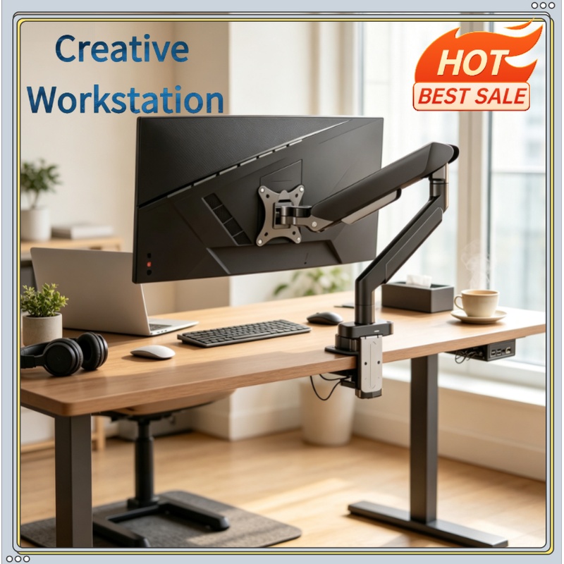 Monitor Arm Clamp - ขาตั้งจอภาพเดี่ยวสำหรับหน้าจอขนาด 14″–32″, แขนจับจอภาพปรับความสูงได้พร้อมตัวหนีบ C-Clamp, ขาตั้งจอภาพสำหรับโฮมออฟฟิศ