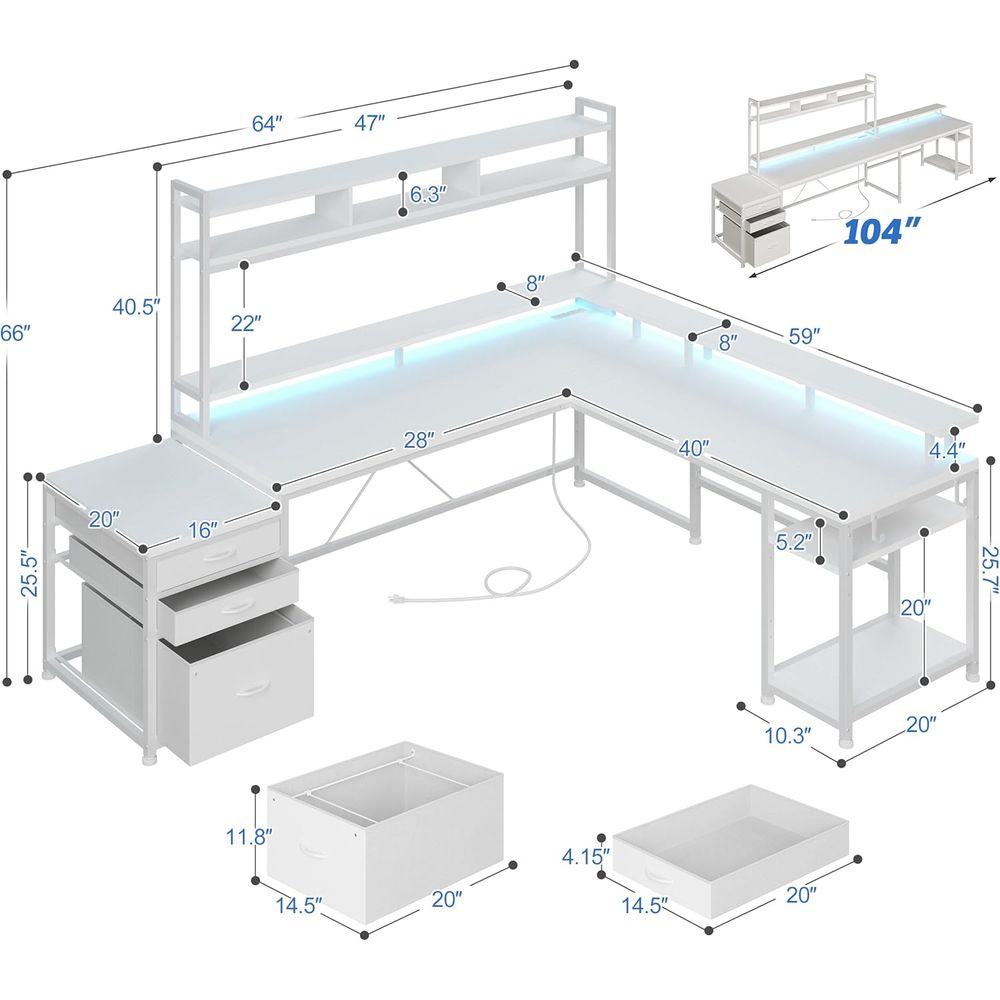 โต๊ะทำงานรูปตัว L ขนาด 104 นิ้ - L Shaped Desk Setup บทวิจารณ์และราคา