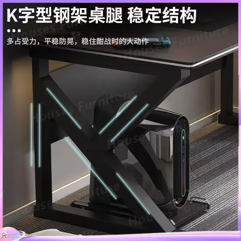 โต๊ะเกมมิ่งคาเฟ่เมทัลสีดำ โต๊ะ - L Shaped Desk Setup บทวิจารณ์และราคา