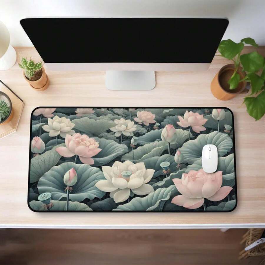 แผ่นรองเมาส์ลายดอกบัวขนาดใหญ่  - Desk Setup Natural บทวิจารณ์และราคา