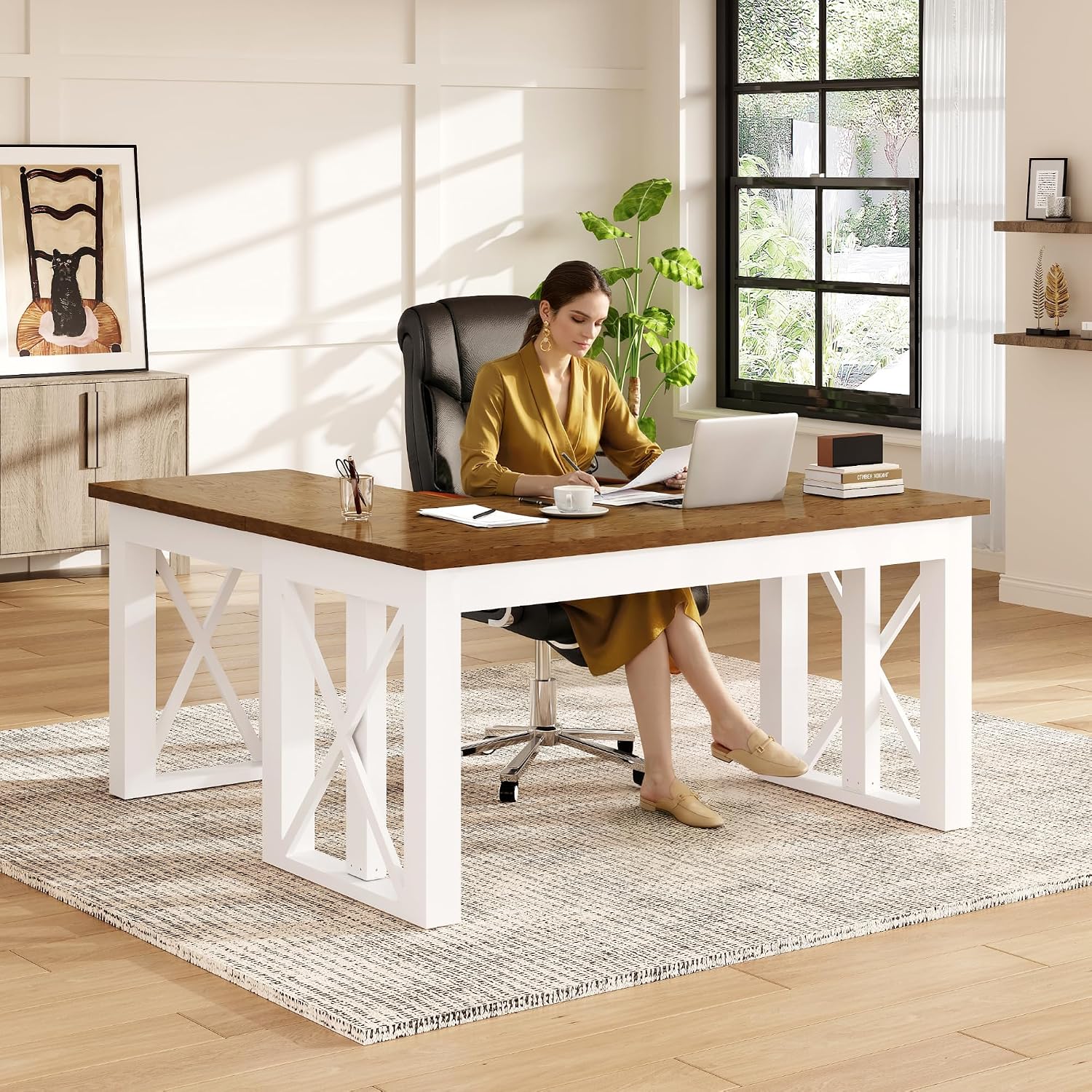 โต๊ะทำงานทรงตัว L พร้อมลิ้นชัก - L Shaped Desk Setup บทวิจารณ์และราคา