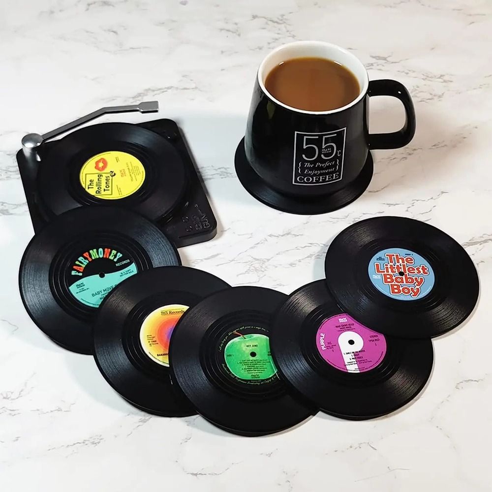 ถาดรองแก้วไวนิลย้อนยุคลายอัดเส - Desk Setup Retro บทวิจารณ์และราคา