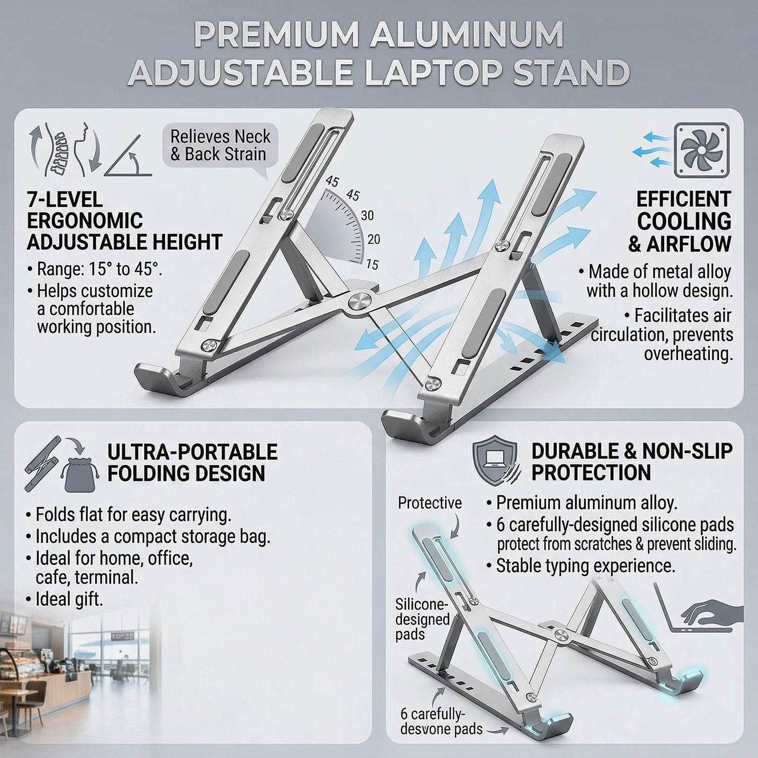 ขาตั้งแล็ปท็อปแบบพับได้ ปรับระ - Desk Setup Macbook บทวิจารณ์และราคา