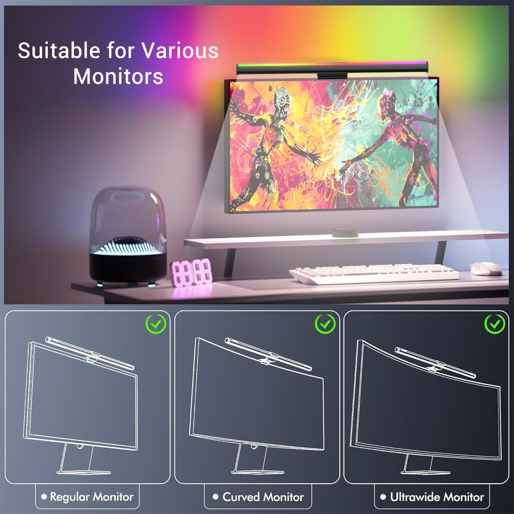 ไฟ RGB สำหรับจอภาพ ไฟ LED แบบแ - Desk Setup On Bed บทวิจารณ์และราคา